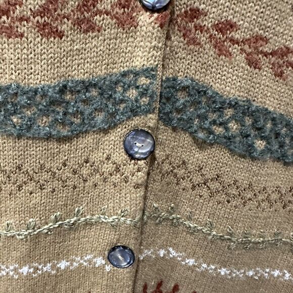 VINTAGE Jaclyn Smith Sweater Women Small Tan Wool Acrylic Vest Cardigan Cottage - Picture 3 of 5